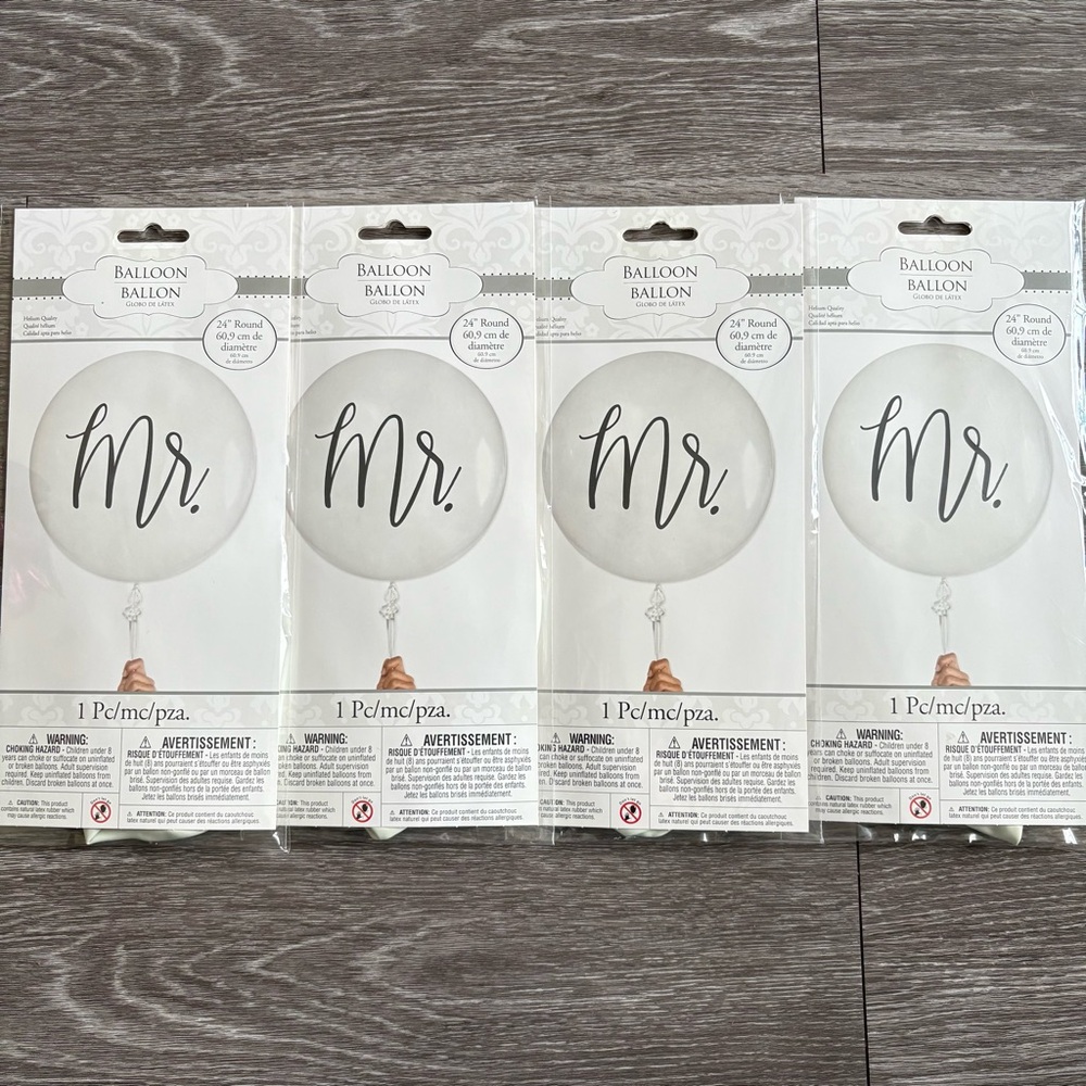 26 inch Elegant White 'Mr.' Balloons for Weddings- 4pk